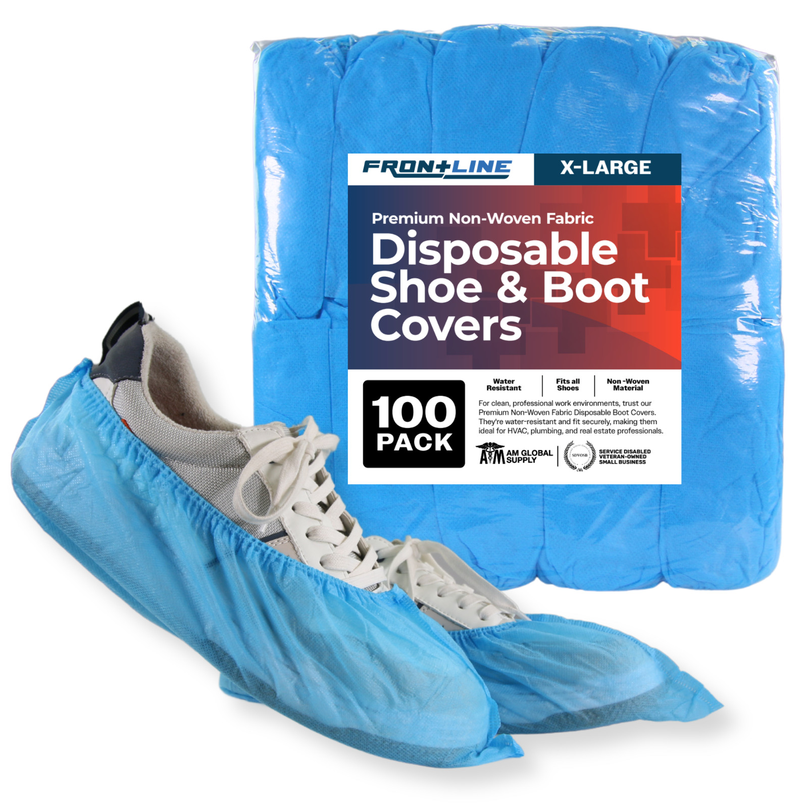 100 Count Disposable Shoe Covers Premium Non-Woven Water-Resistant Booties