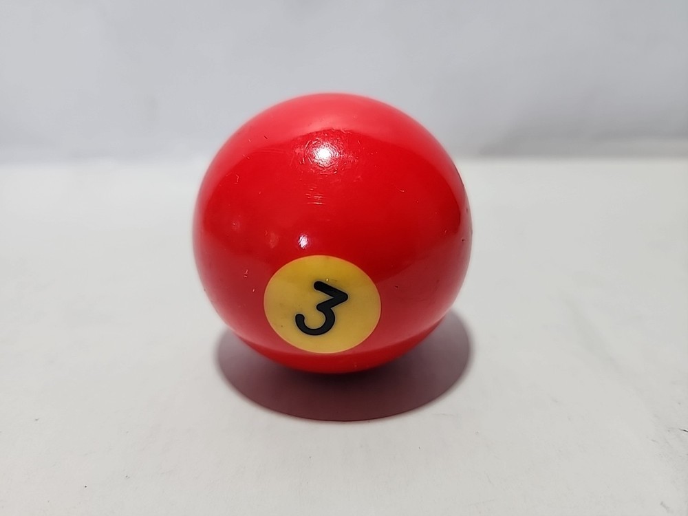 Vintage Replacement Billiard Pool Ball 2 1/4" Diameter #3 Solid Red Black Number