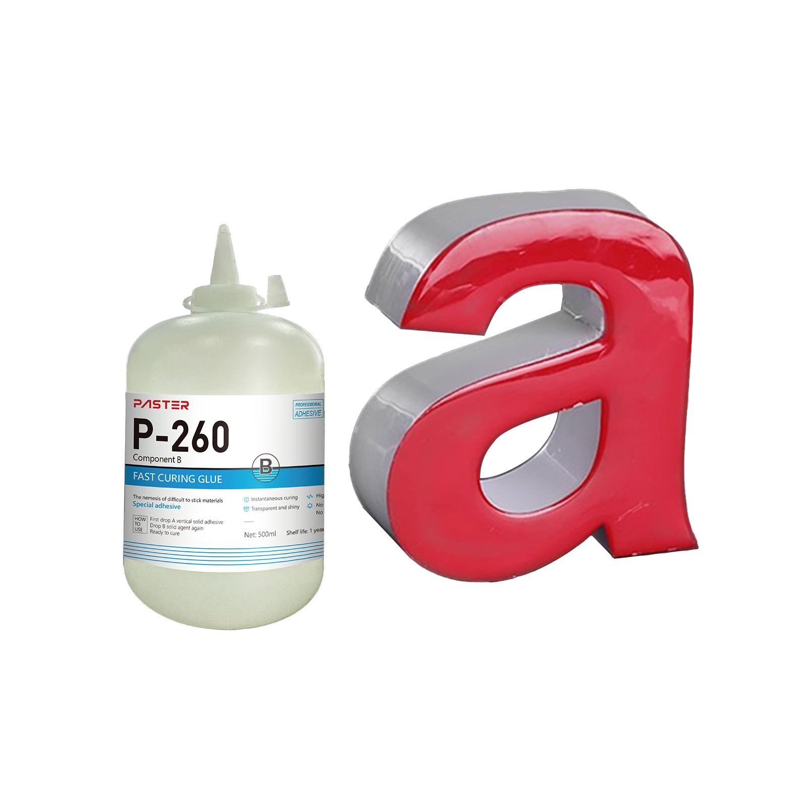 High Strength P-260A x10 + P-260B x10 FAST CURING GLUE for Channel Letter 500ml
