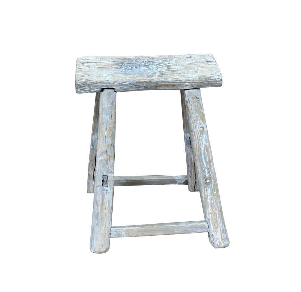 Rustic Raw Rough Wood Grain Rectangle Slim Stool Bench Side Table ws4592