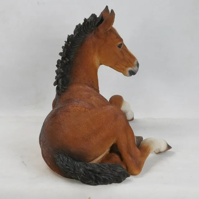 Lying Down Colt Garden Statue Horse Outdoor Decor Home Farm Gift Cute Decoration