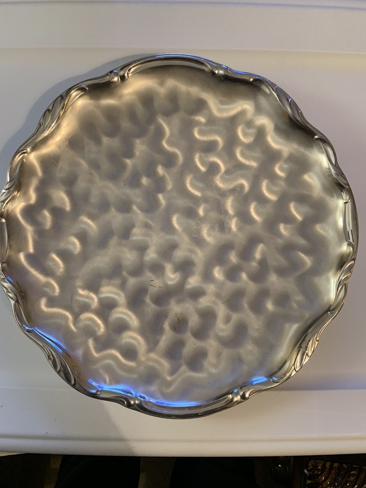 WMF-IKORA SILVER PLATE OVAL SERVING TRAY BRUSHED FINISH GERMANY 6513