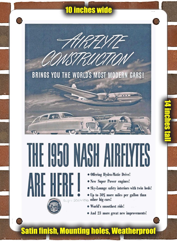 Metal Sign - 1950 Nash Airflytes Are Here - 10x14 Inches