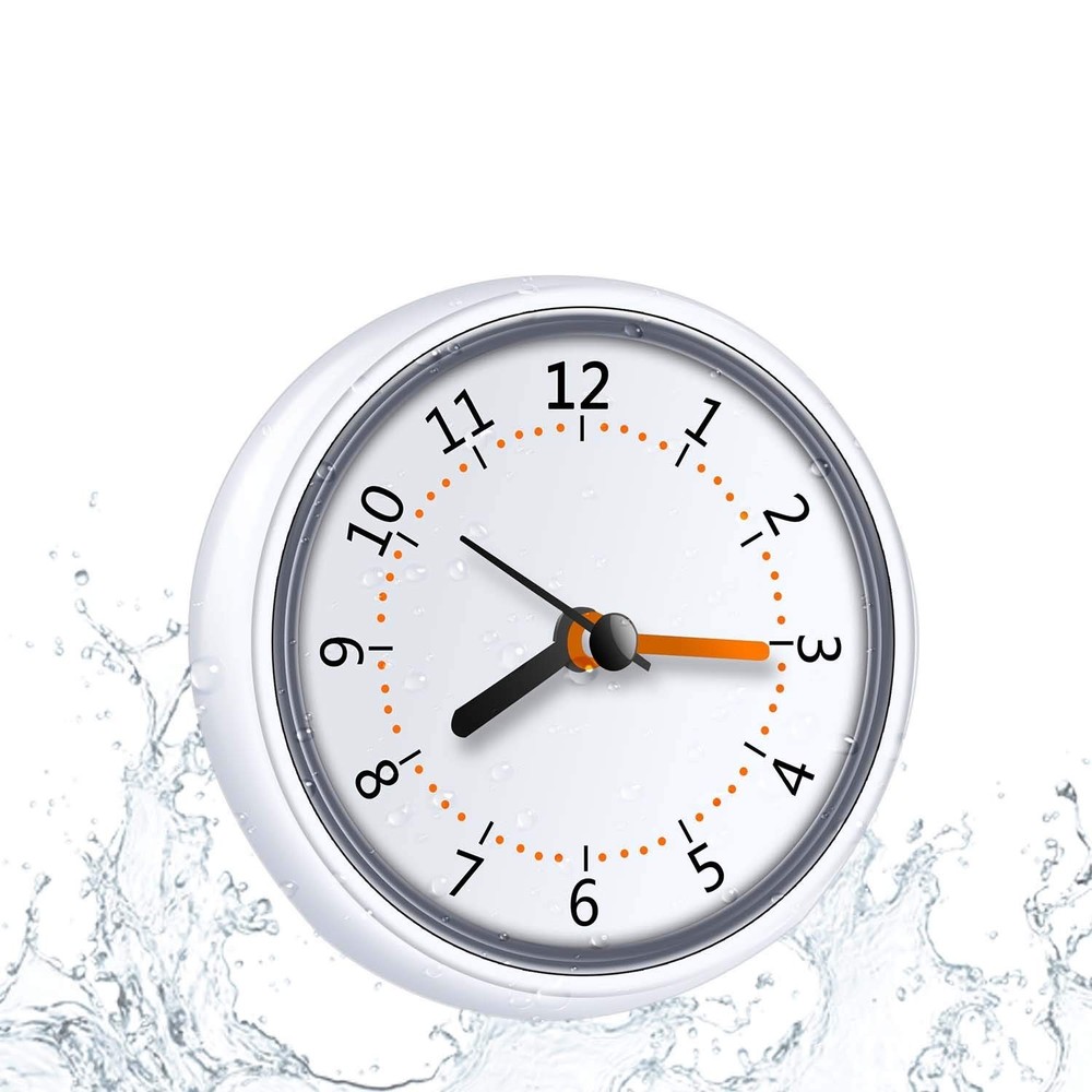 Mini Shower Clock Waterproof IP24 Wall Clock Suction Cup Bathroom Clock 1pc