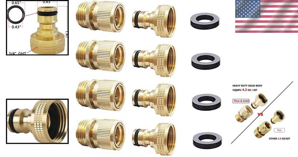 Solid Brass Garden Hose Quick Connect Set