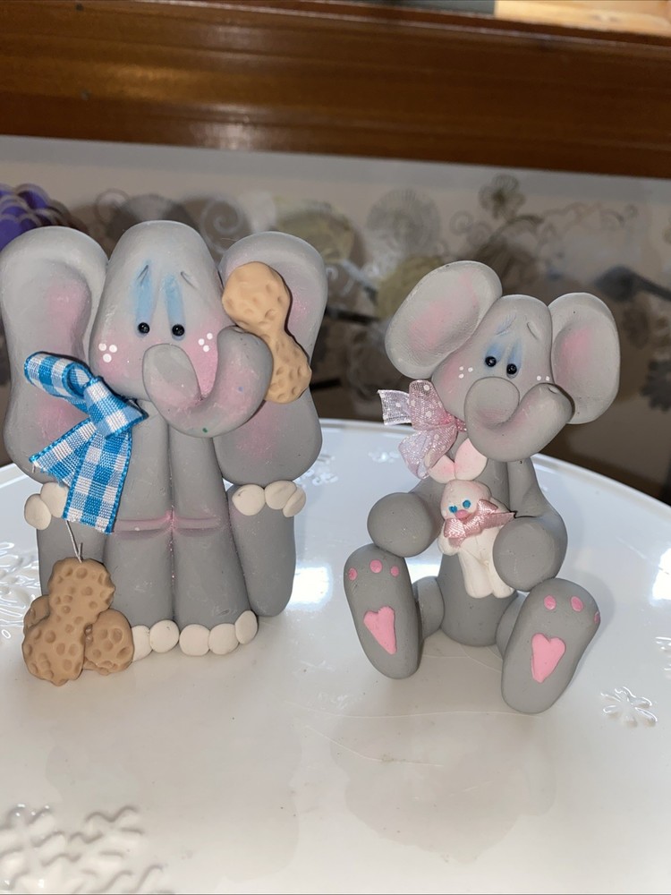 Handmade Clay Elephants- Cute. Excellent Condition- MISC-3