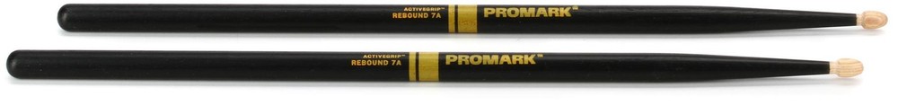 Promark Rebound Drumsticks with ActiveGrip - 7A - Wood Tip (2-pack) Bundle