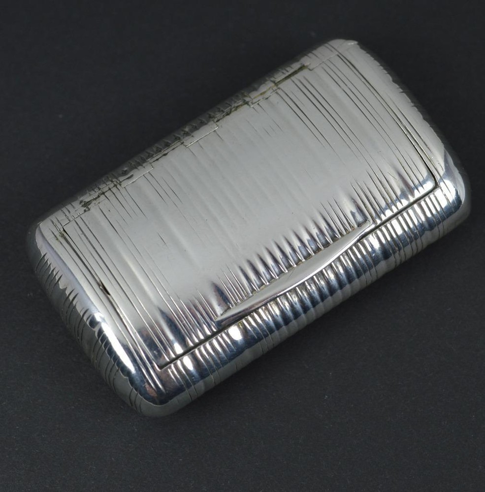 Early Victorian Silver Ribbed Curved Snuff Box