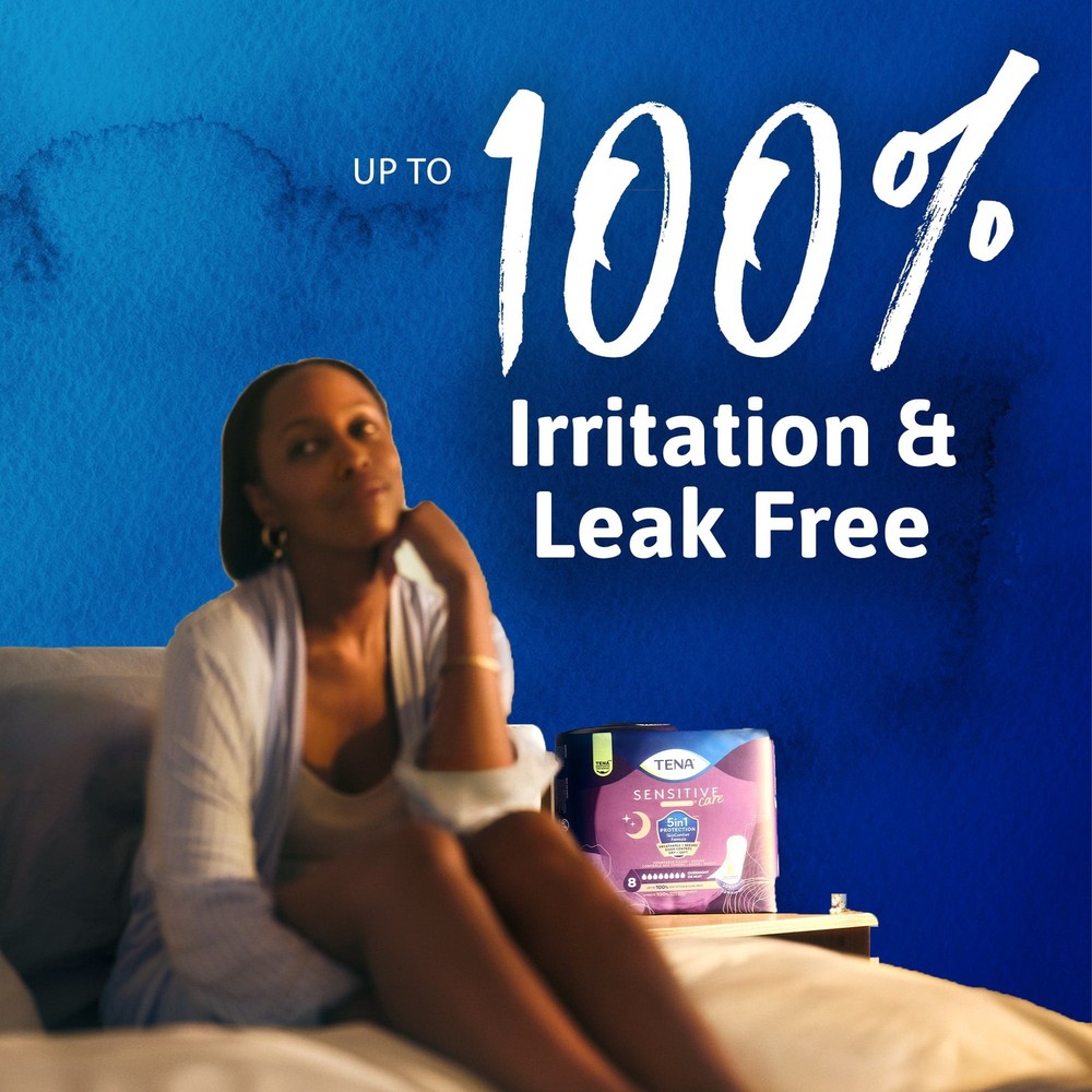 TENA Sensitive Care Extra Coverage Overnight Incontinence Pads, 48 Count