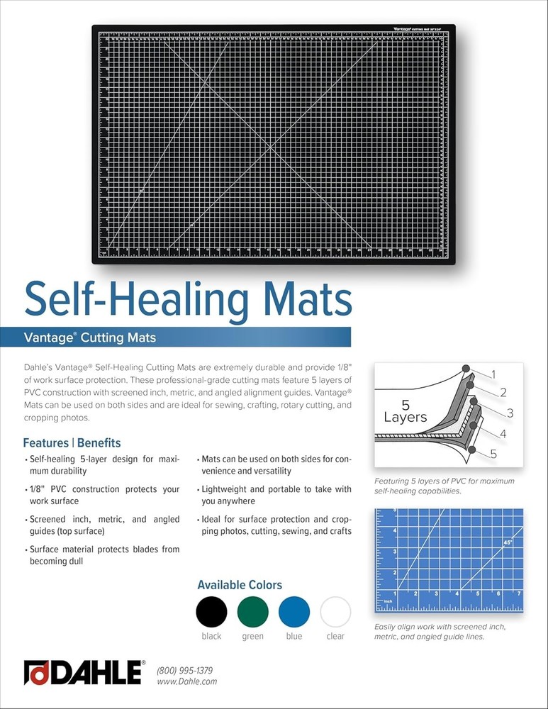 Crafting Essential: 12"x18" Self-Healing Cutting Mat with Protective Features
