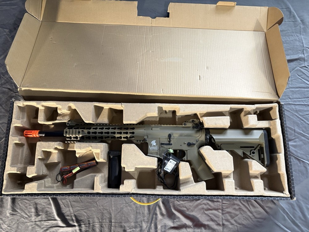 Lancer Tactical Gen 2 Tan Airsoft Rifle + starter bundle
