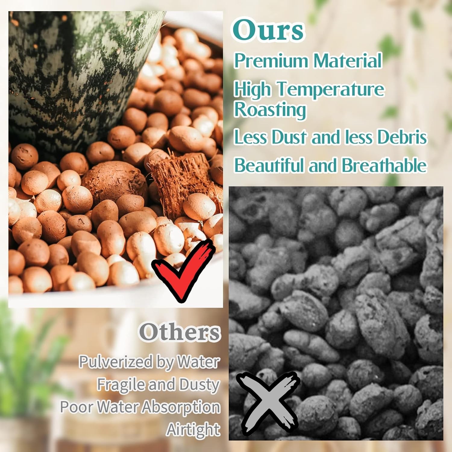 15 LB Organic Leca Clay Pebbles for Plants, 4mm-16mm 100% Natural Leca Balls