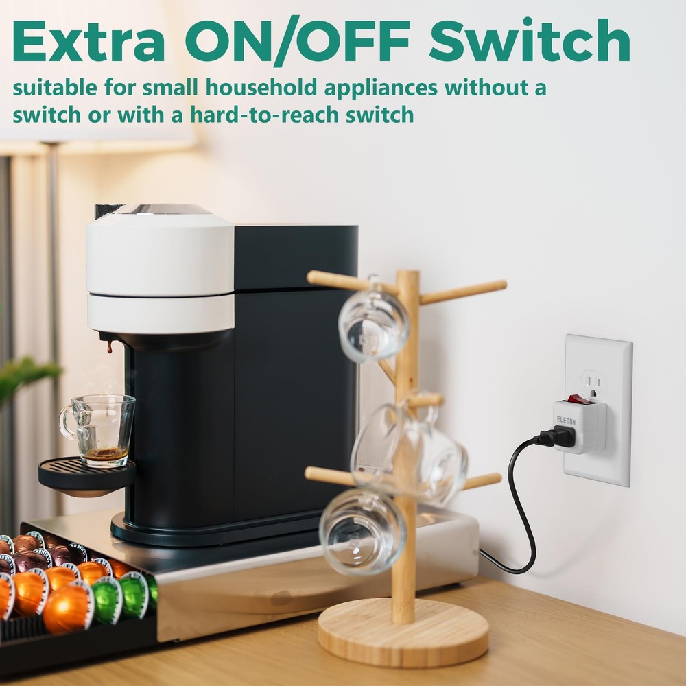 2 Prong Outlet Extender with On/Off Switch 2 Pack, Power Switch Outlet Adapte...