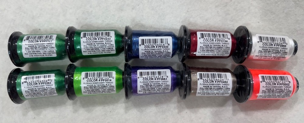 Floriani Embroidery Thread 10 New Spools Polyester Multiple Colors