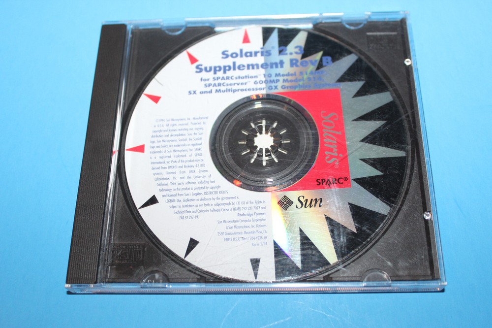 Sun Microsystems Solaris 2.3 Supplement Rev B & Maintenance 1 Software
