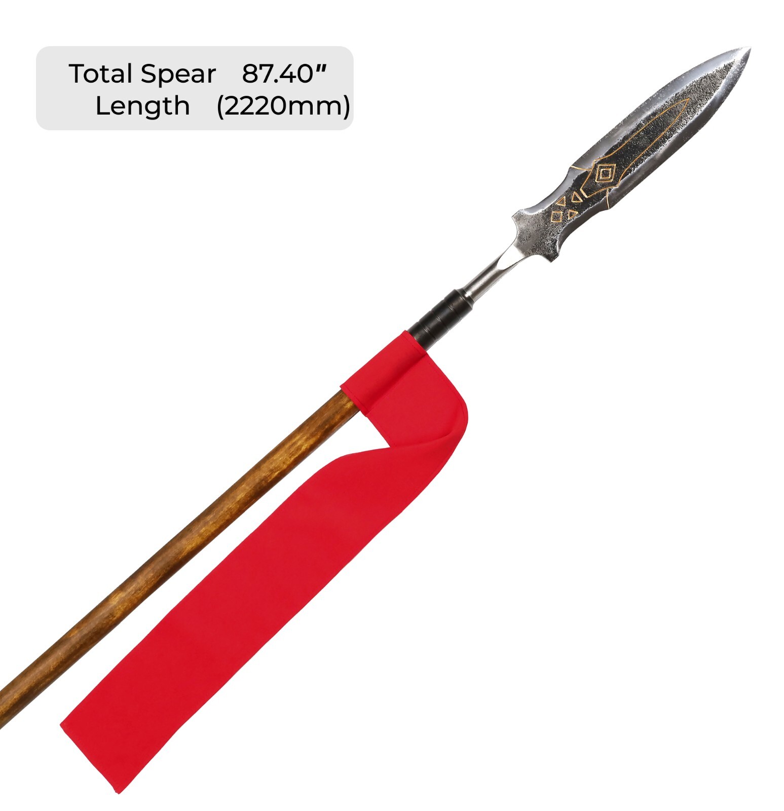 Hand-Forged Draupnir Spear GOW Kratos spear with Etched Blade Wooden Shaft 87.4"