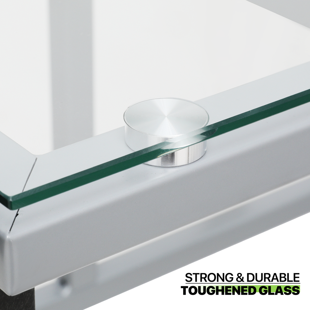 41" Adjustable Rolling Drafting Table Tempered Glass Tabletop Craft Work Station