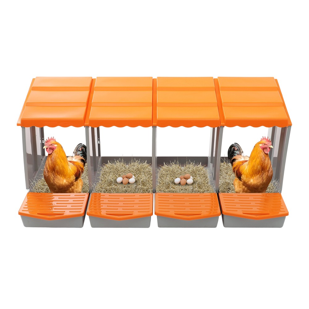 Orange 4-Compartment Chicken Nesting Box - Durable & Easy to Clean