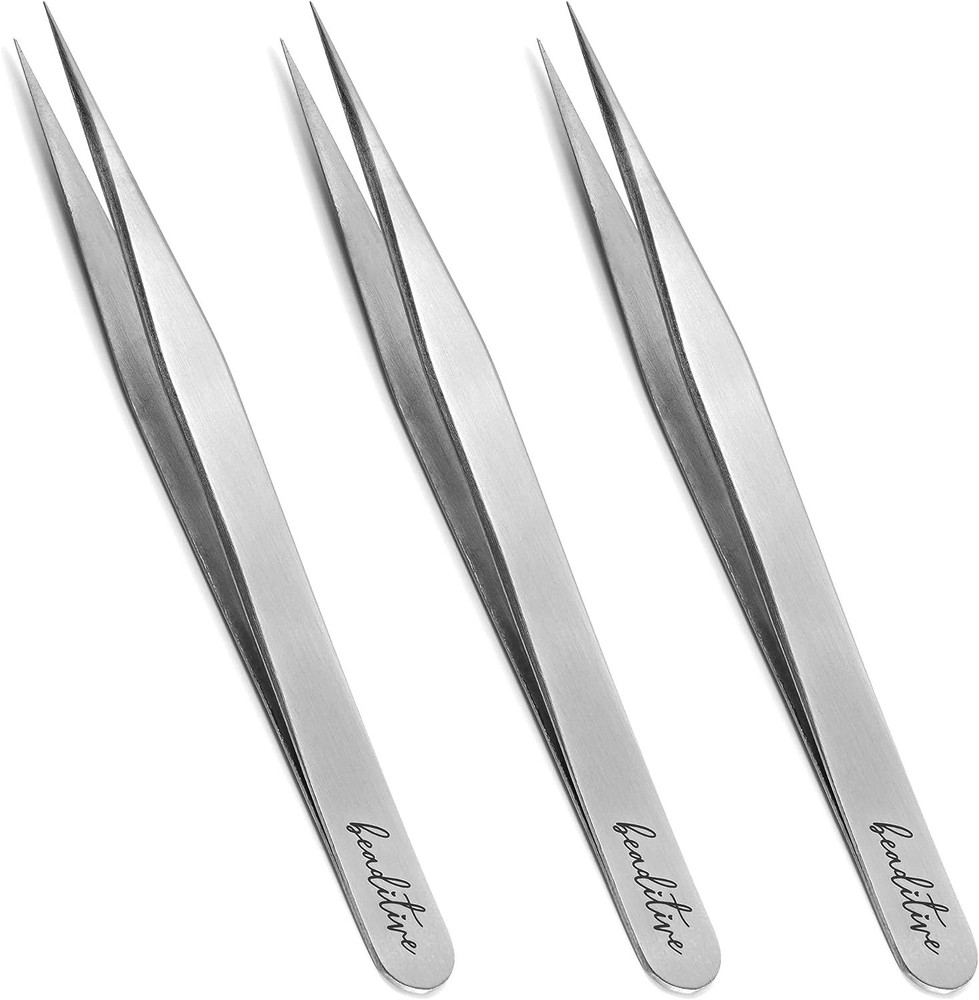 Beaditive High Precision Tweezers 3 Pack - 4.7" Craft for Silver