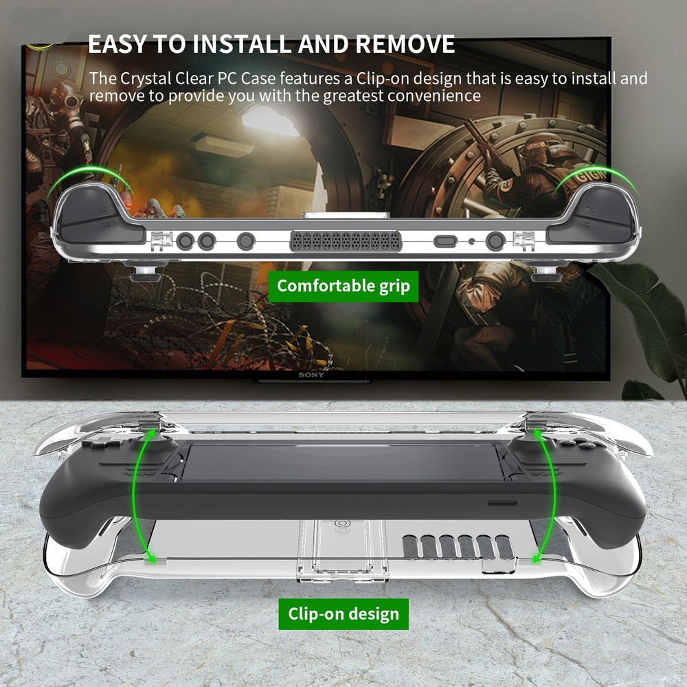 2 in 1 Crystal Clear Protective Back Case Shell for Steam Deck Game Console d