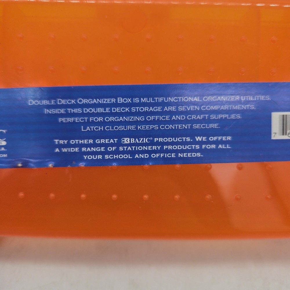 BAZIC Plastic Pencil Case 8" Double Deck Utility Storage Box, Organizer Orange