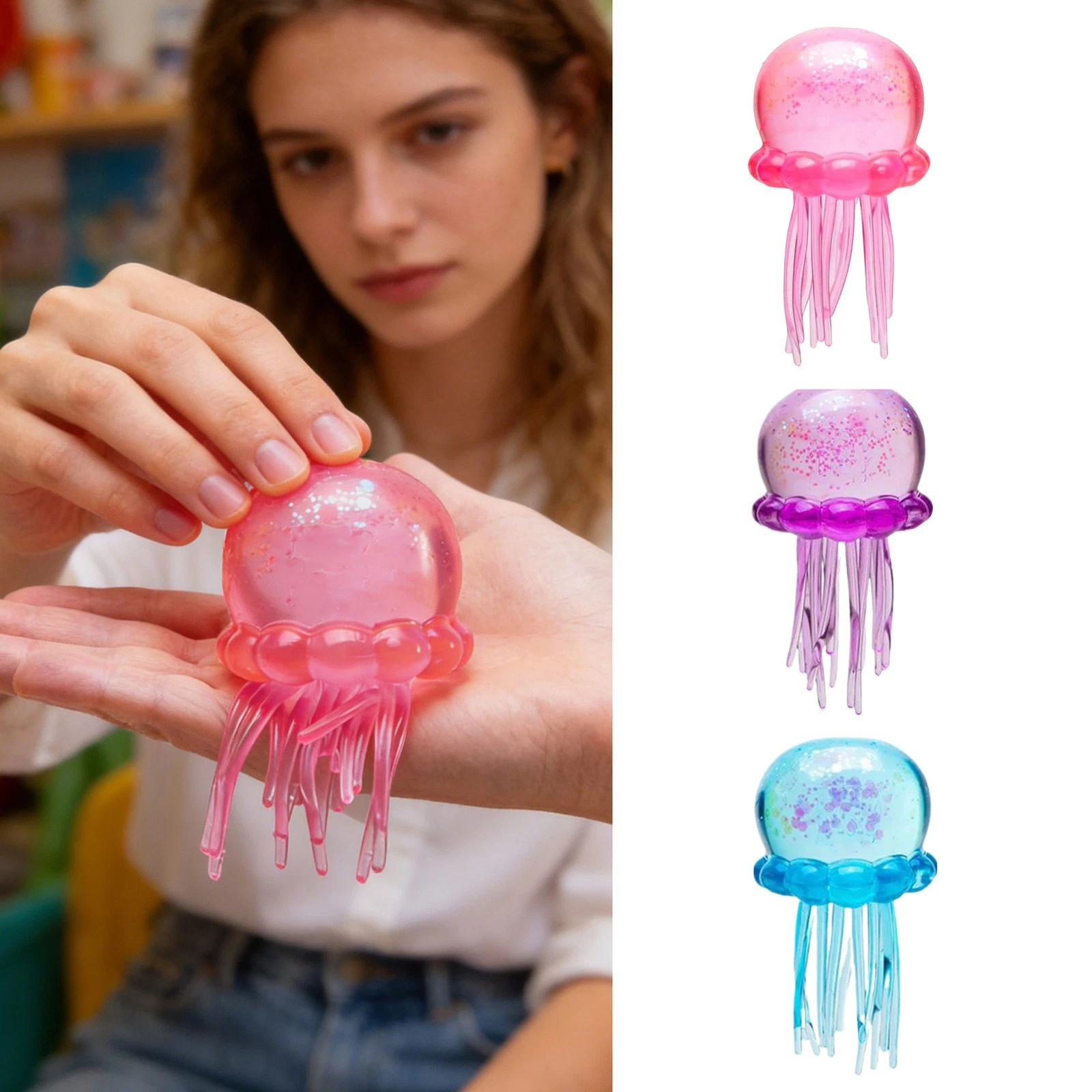 Nee Doh Jellyfish Jelly Squish Stress Toy Fidget Sensory Squeeze Toy Squishy Toy