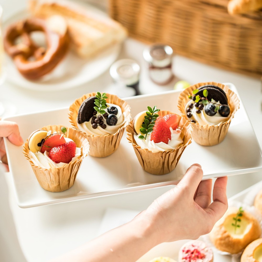 Porcelain Serving Platters Rectangular Trays White Serving Platters for Party...