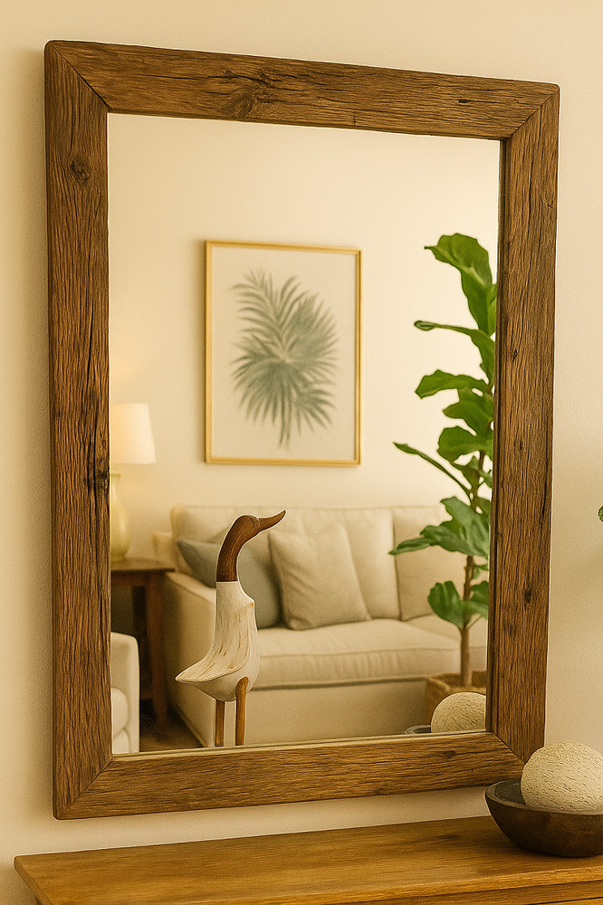 Rectangular Teak Wood Mirror – 130x80 Cm – 8 Cm Frame – Style