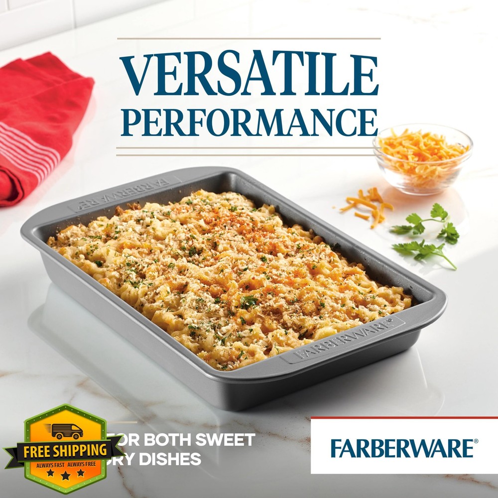 Farberware Nonstick Rectangle Baking Pan 9x13 Inch Gray