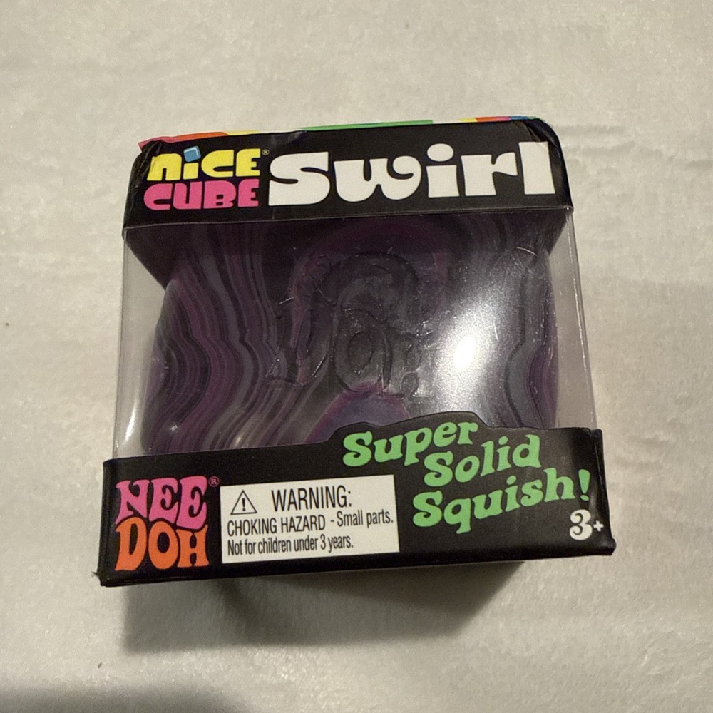 PURPLE BLUE Schylling NeeDoh Nice Cube Swirl. Super Solid Squish AUTHENTIC