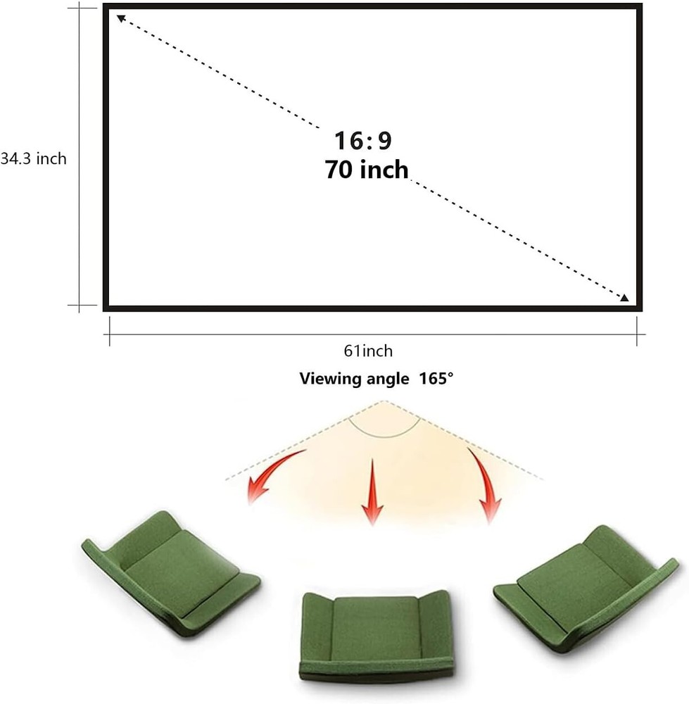 Compact 70-Inch Portable Projector Screen - Washable Polyester and Easy to Store