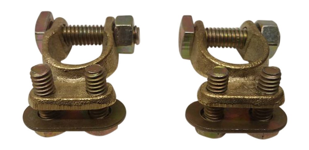 2x Solid brass top post battery cable wire terminal Automotive gold terminals