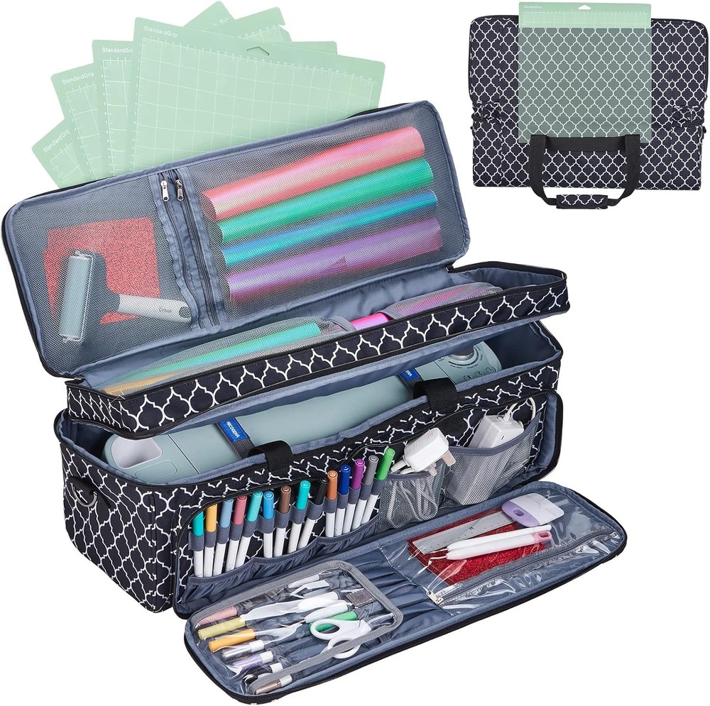 Double Layer Carrying Case with Mat Pocket for Cricut Maker 4, Explore 4, Mul...