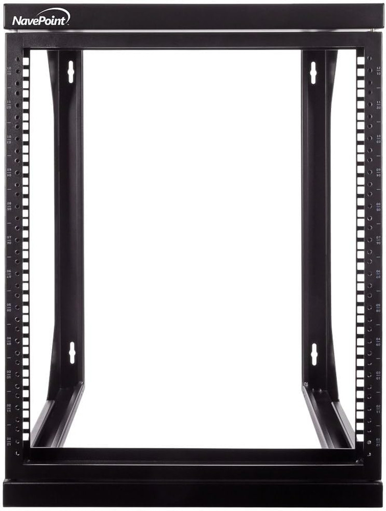 Navepoint 12U Open Frame Server Rack for 19" IT Network Equipment & A/V Devices,