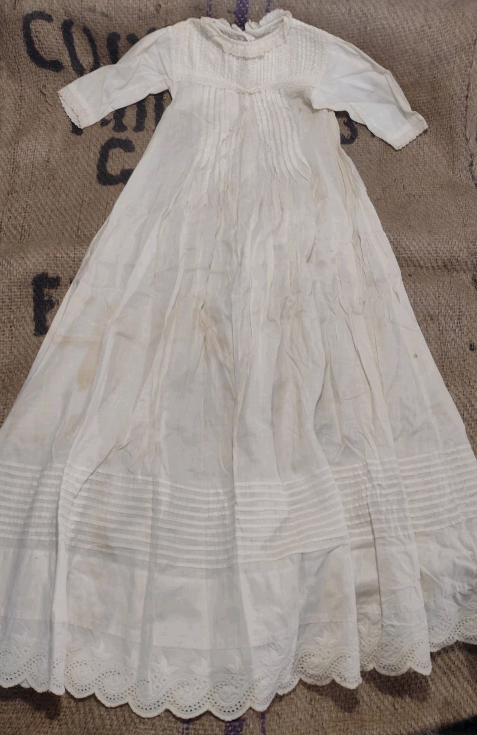 Antique Baby Clothing Bundle Victorian Christening Gown Crochet Sweater4 Piece