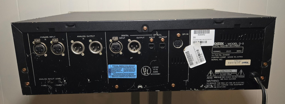 Fostex D-5 DAT Recorder Player – Powers On – No Media Test – Studio DAT Deck