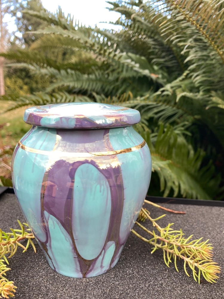 Handmade Ceramic Cremation Urn in Ruby Red, small size for pet ashes, 50 ci