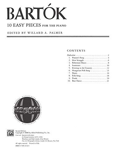 Bartók -- 10 Easy Pieces (Alfred Masterwork Edition)