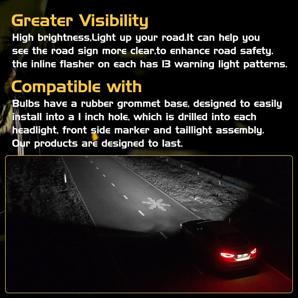 8 HID Bulbs Hide Away Emergency Strobe Light Headlight Kit Warning System WHITE