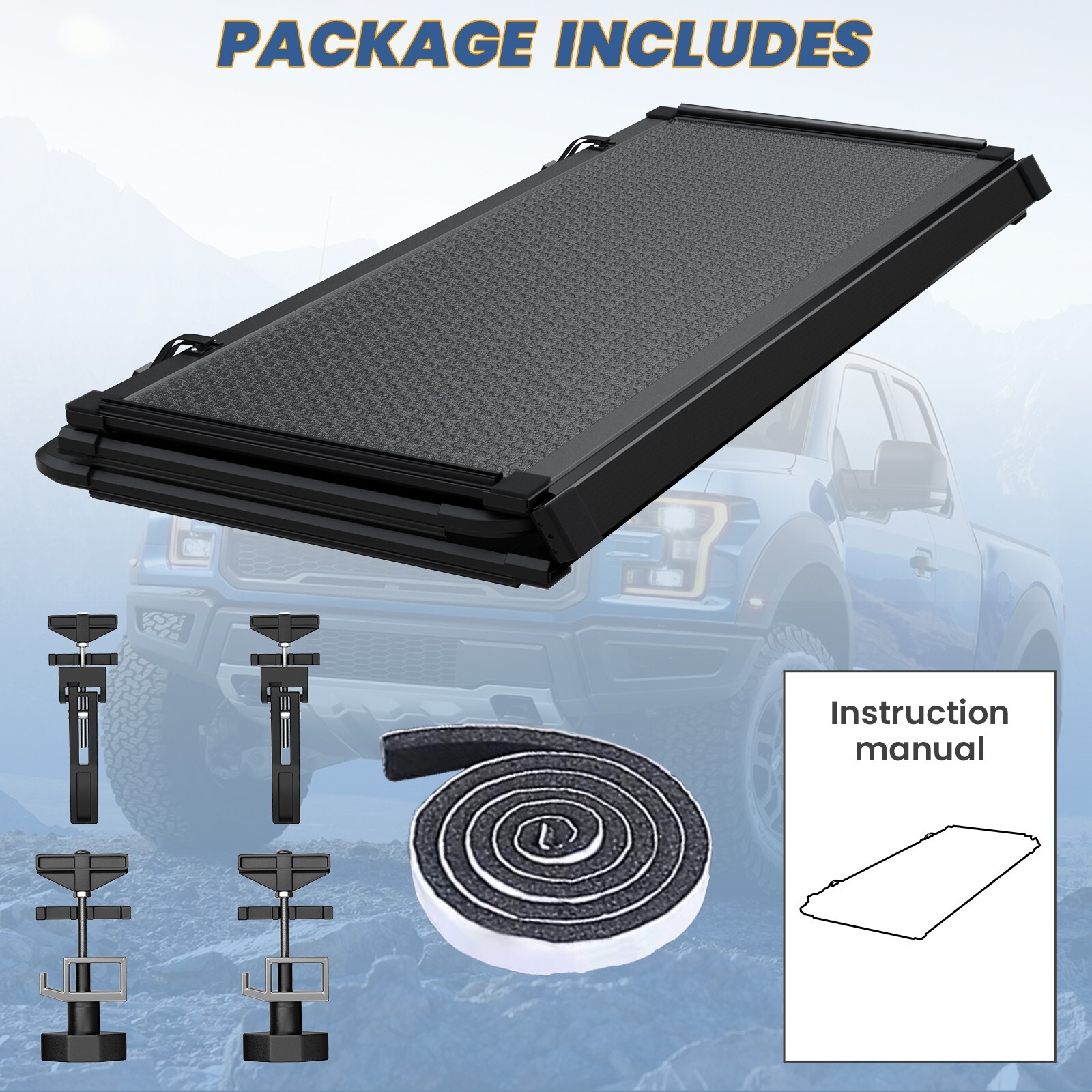 4.5ft 4.6ft Tri-Fold Hard Tonneau Cover For 2022-2025 Ford Maverick Truck Bed