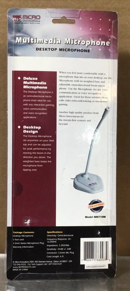 Micro Innovations MM710M Desktop Microphone NOS Surplus