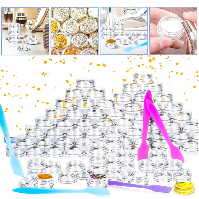 100 Pcs 3G Empty Plastic Containers with Lids,Tiny Makeup Sample Containers Smal