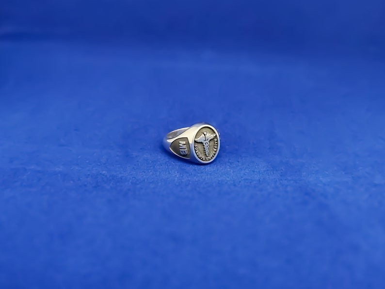 Custom Medical University Ring Personalized Silver 2021 Caduceus Design