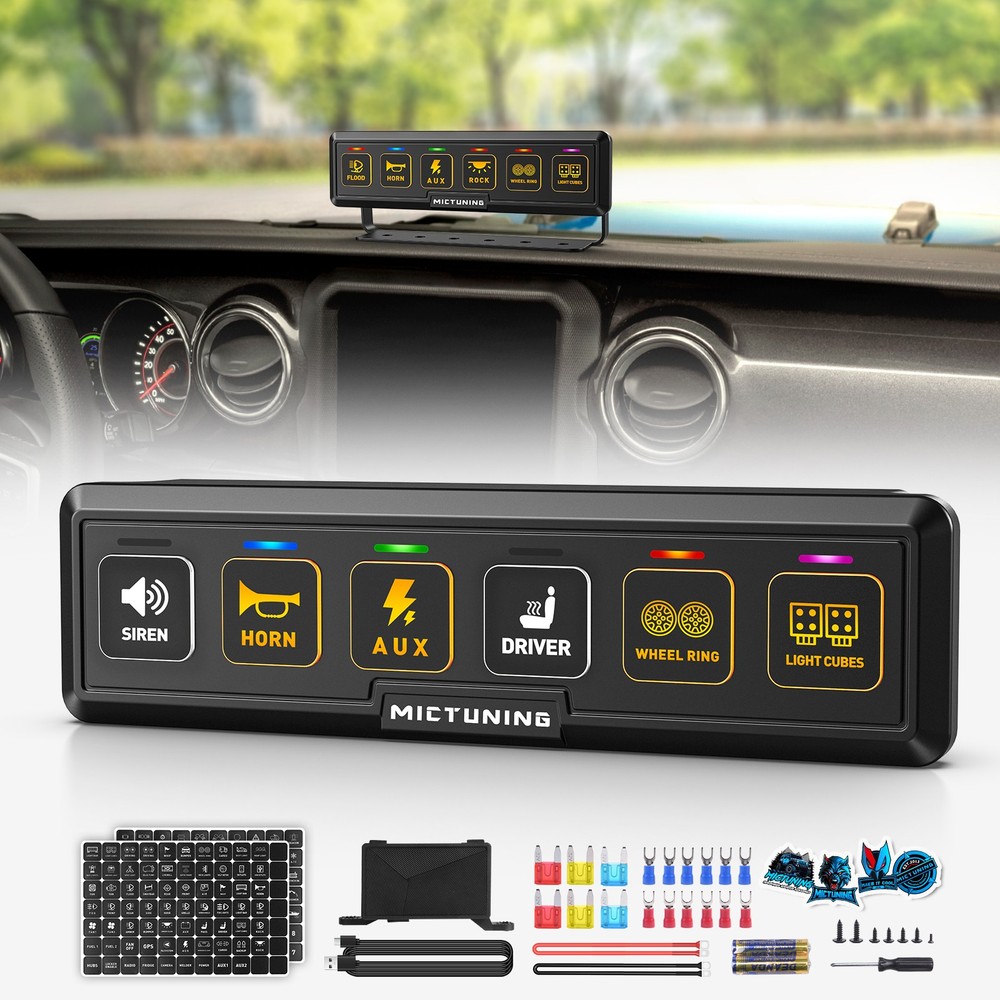 BB60 Wireless 6 Gang Switch Panel, Auxiliary LED Light Bar Switch Remote Control