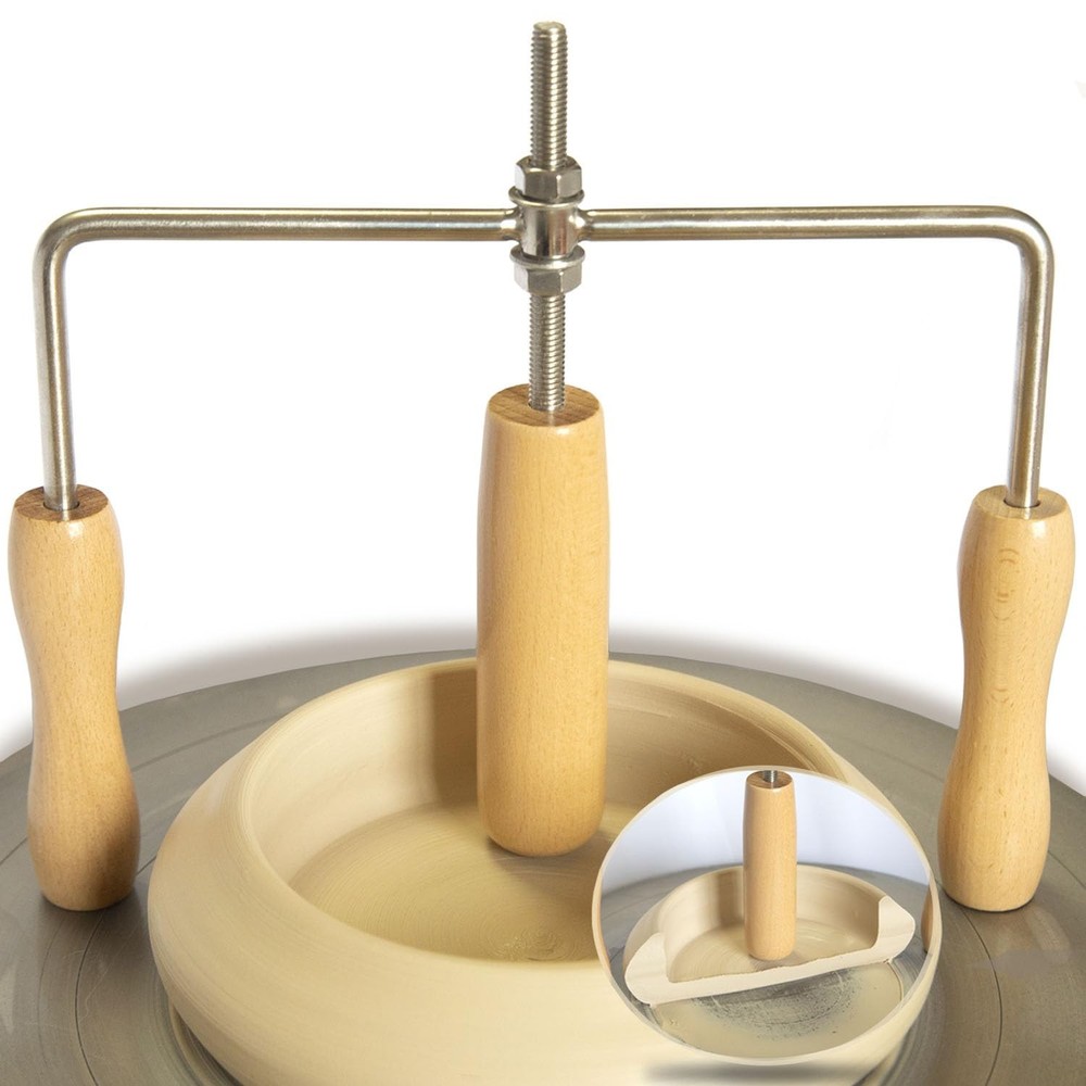 Adjustable Depth Ceramic Pot Cup Opener Wood Flat Bottom Tool 1 PCS