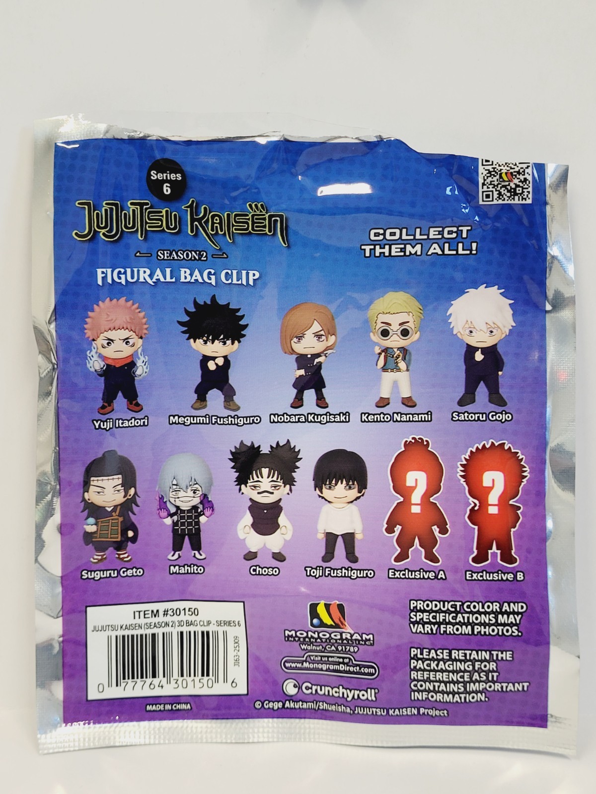 3D Foam Figural Key Chain Clip Monogram Blind Bag JuJutsu Kaisen Series 6 Toji