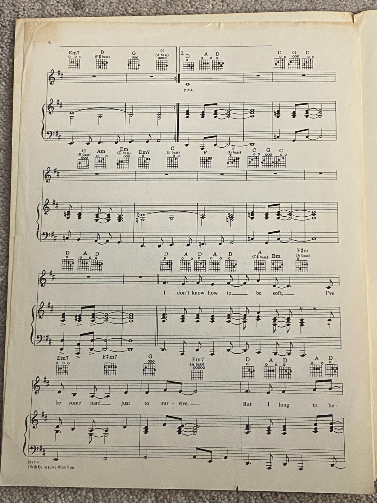 1978 I WILL BE IN LOVE WITH YOU Sheet Music by LIVINGSTON TAYLOR P/V/G