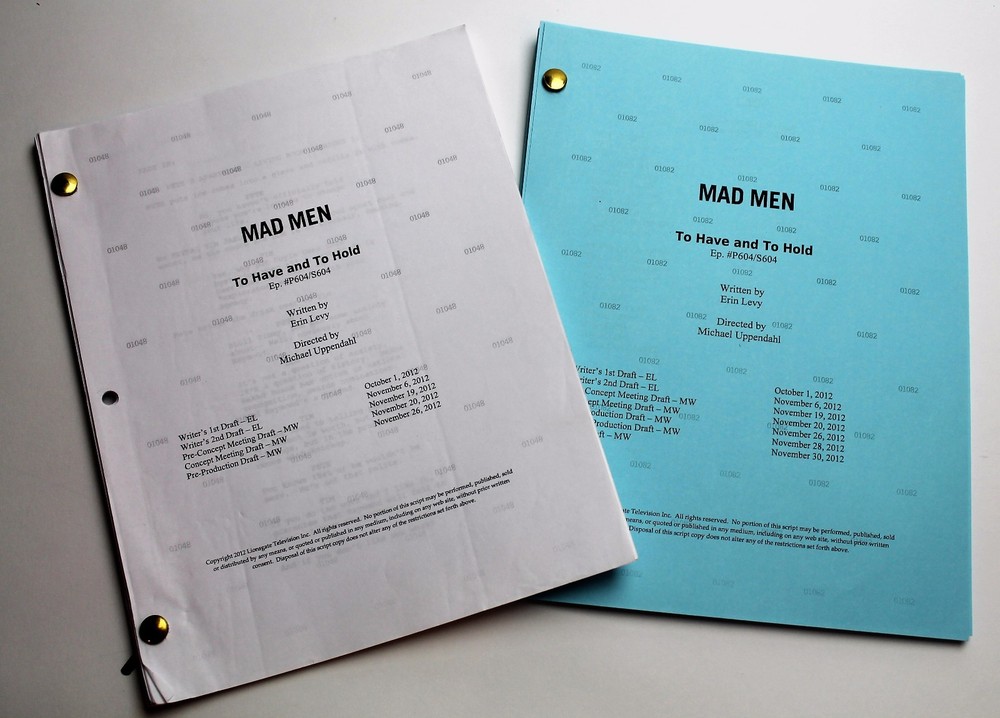 MAD MEN / 2x DIFFERENT 2012 TV Script DRAFTS, Jon Hamm, Season 6 Episode 4