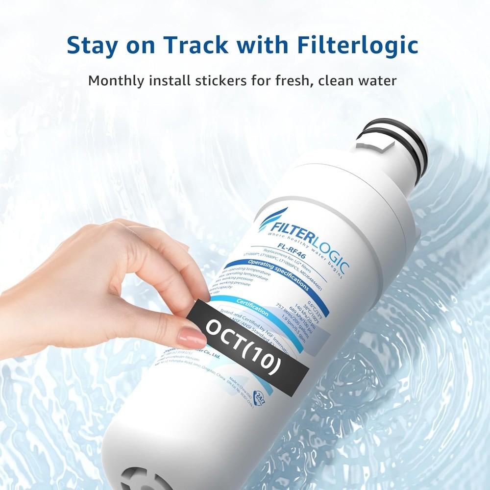 Filterlogic LT1000PC Refrigerator Water Filter, Replacement for LG, 3 Filters