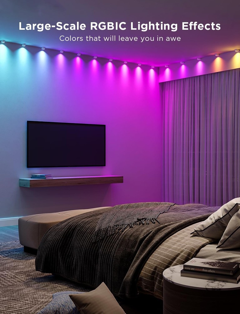 String lights wit recessed fixtures,smart LED string lightscompatible with Alexa